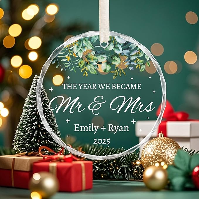 Personalized Wedding Gifts for Couples 2025 - Mr and Mrs Ornament - Bridal Shower Gifts, Wedding Gift for Bride, Newly Wed, Future Mr Mrs - Just Married Decorations Acrylic Ornaments