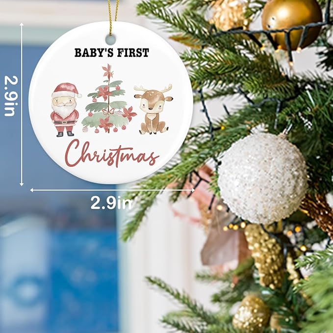 Babys First Christmas Ornament Boy Girl Baby First for Couple Him Her New Parents Family Christmas Ceramic Xmas Tree Ornament Decorations