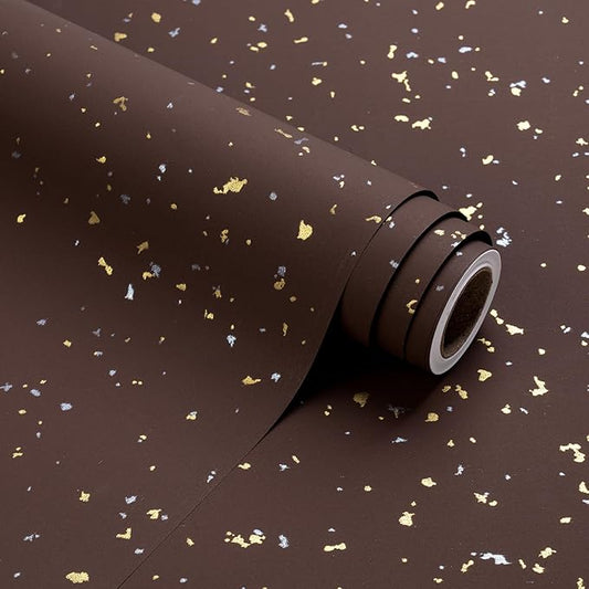 WRAPAHOLIC 30 Inch Jumbo Chocolate Brown Wrapping Paper Roll - 30 Inch x 16.5 Feet - Chocolate Brown Gold Design with Silky Touch Perfect for Birthday, Holiday, Wedding, Baby Shower