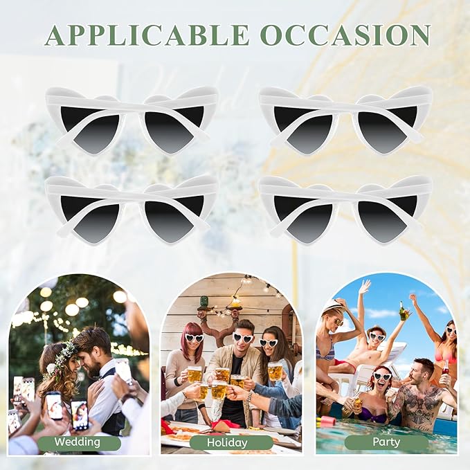 4/6/8/10/12 Pack Bachelorette Sunglasses Heart Sunglasses Vintage Heart Shaped Glasses for Women Bridal Party Wedding