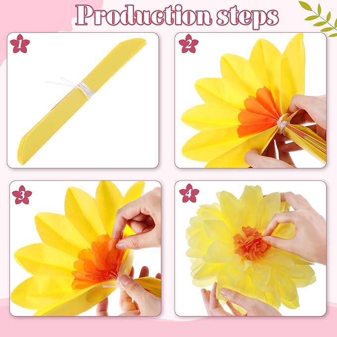 Geyee 18 Pcs Mexican Paper Flowers Colorful Fiesta Tissue Paper Flowers Pom Poms Mexican Carnival for Floral Party Backdrop Wedding Birthday Party Craft, 6" 8" 10"(Bright Color)