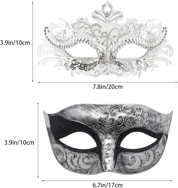 Coddsmz Couple Masquerade Mask Set - Venetian & Mardi Gras Mask for Women & Men