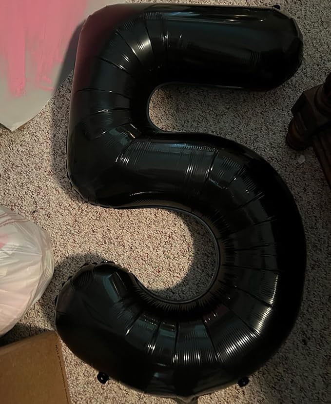 Smlpuame 40 inch Number Balloon 0-9 Black Large Number 5 Balloons,Digital Balloons for Birthday Party Celebration Decorations Supplies, Helium Foil Number Balloons for Wedding Anniversary
