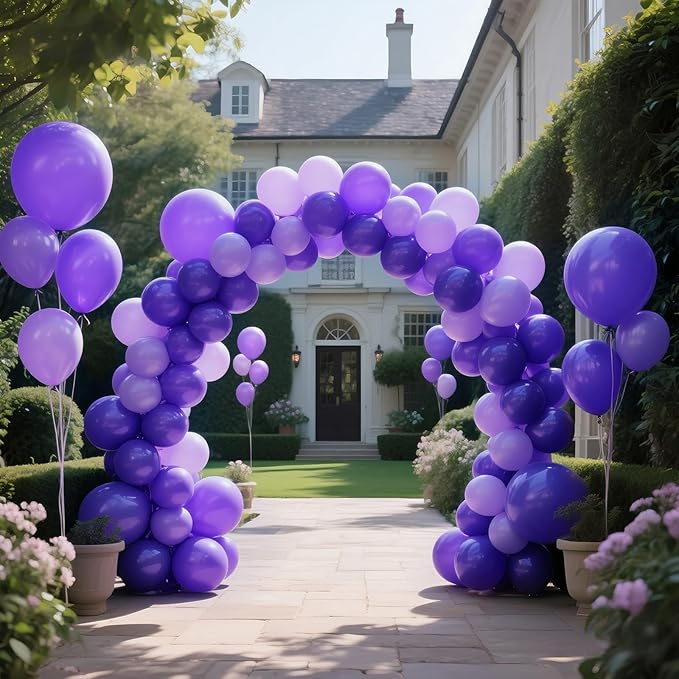 KAWKALSH Purple Latex Party Balloons, 110 Pack 12 inch Round Helium Balloons for Wedding Graduation Halloween Birthday Party Backdrop Decorations