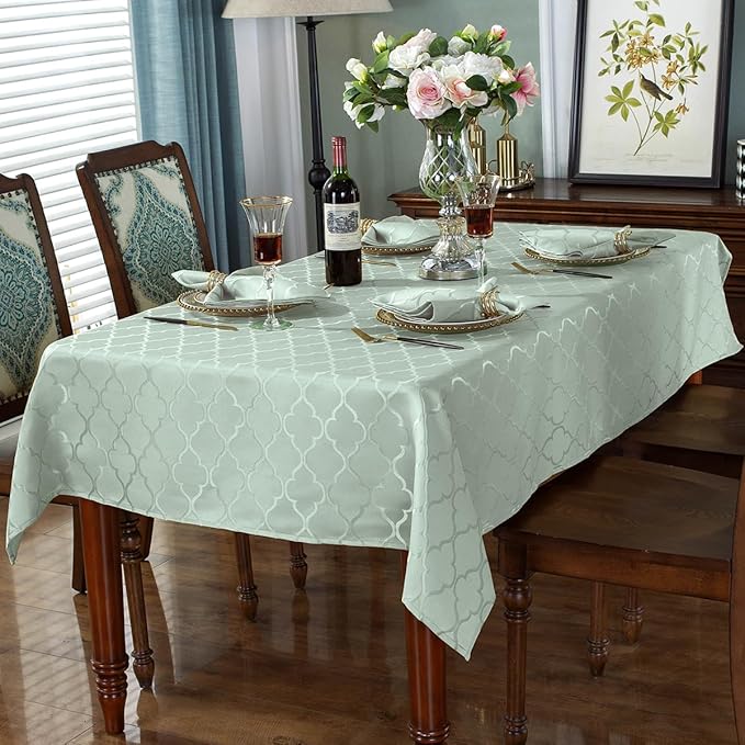 SASTYBALE Jacquard Sage Green Tablecloth, Flower Patterns Table Cloth Spill Proof Wrinkle Resistant Table Cover for Kitchen Dining Tabletop Decoration (Square, 52" x 52" (2-4 Seats))