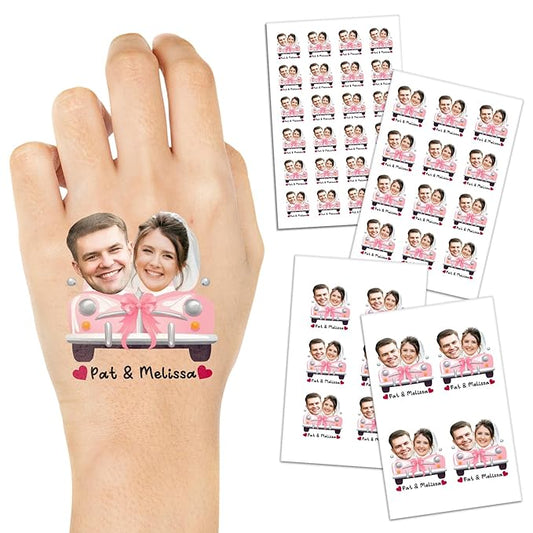 Custom Temporary Tattoos Personalized Face Tattoos with Name Party Favors for Wedding Birthday Christmas Pride Medical Alert