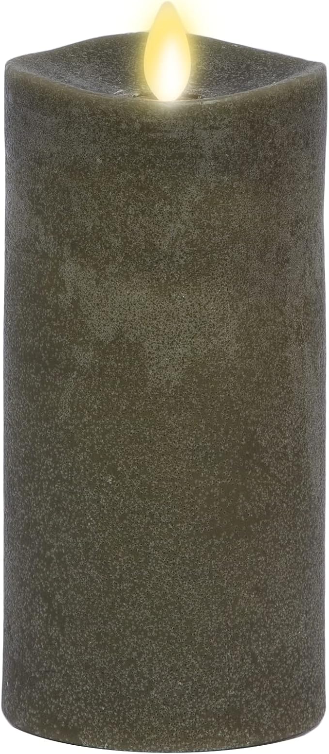 Luminara - Flameless LED Battery Operated Flickering Pillar Candles - Stone Grey - Pack of 1-3x6.5 - Realistic Moving Flame Real Wax Indoor/Outdoor