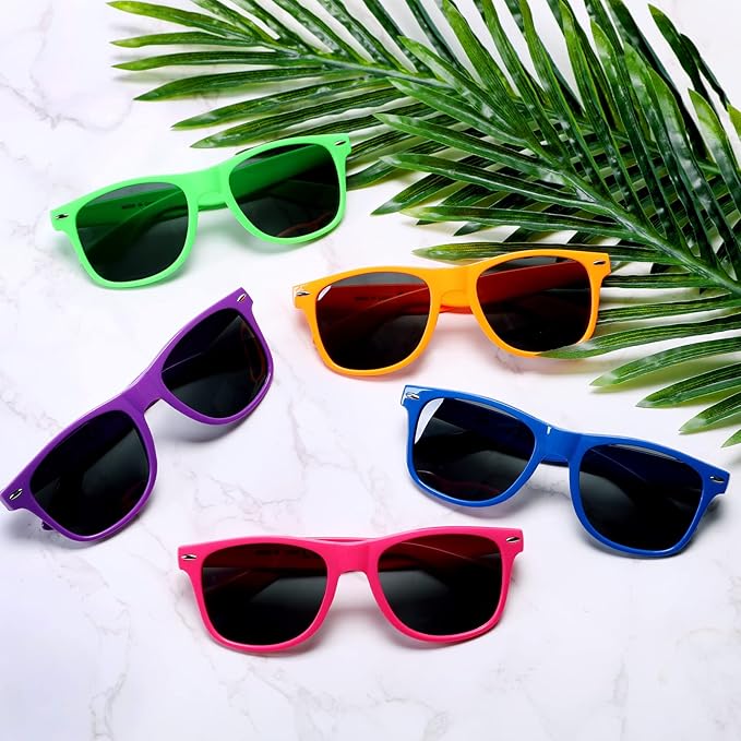 36 Pack 12 Color Neon Sunglasses Party Favors,80’s Retro Style Perfect Colorful Novelty Sun glasses Set for Birthday Party Supplies,Beach,Party Toys,Goody Bag Favors for Boys Girls Teens Adults