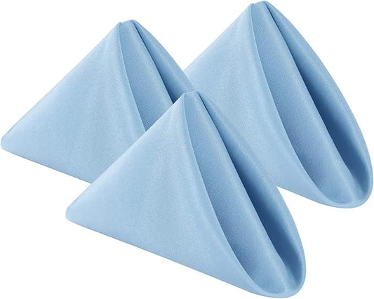Cloth Napkins 20x20 inch Washable Polyester Dinner Napkins Soft Table Napkins for Wedding Party Dining Banquet(Blue Mist,25PCS)