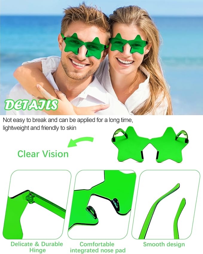 40 Pairs Rimless Star Sunglasses Bulk Wholesale Transparent Candy Color Star Glasses for Women Men Party Favors