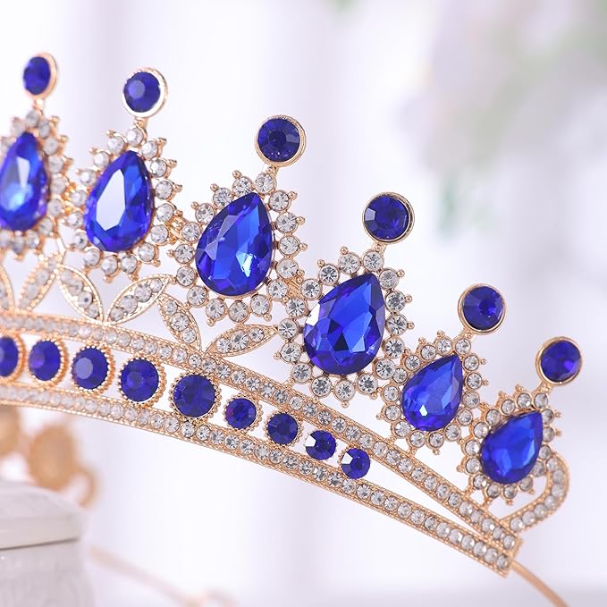 FORSEVEN Crystal Tiaras and Crowns for Women - Wedding and Birthday Party Princess Crown Hair Accessories - Bride Rhinestone Headband Halloween Decorations Hairband