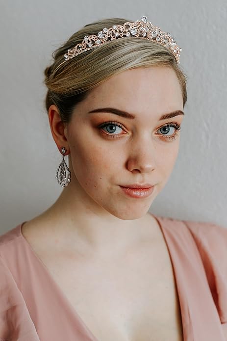 SWEETV Wedding Tiaras and Crowns, Rhinestone Bridal Crown Princess Tiara Headpieces for Women and Flower Girls, Bridgerton Hair Accessories for Birthday Prom Quinceanera