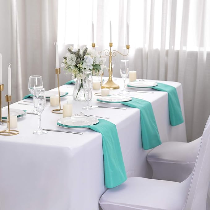 50pcs Polyester Cloth Napkins - 17 x 17 inch Turquoise Dinner Washable Napkins with Hemmed Edges for Restaurant/Wedding/Hotel(50,Turquoise)