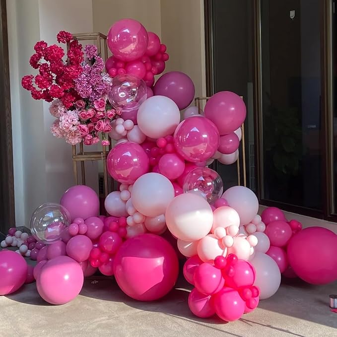 Hot Pink Balloons, 66pack 12inch Dark Pink Latex Party Balloons for Wedding, Birthday, Graduation, Bridal Shower, Baby Shower, Gender Reveal, Anniversary, Anniversary Party Decorations