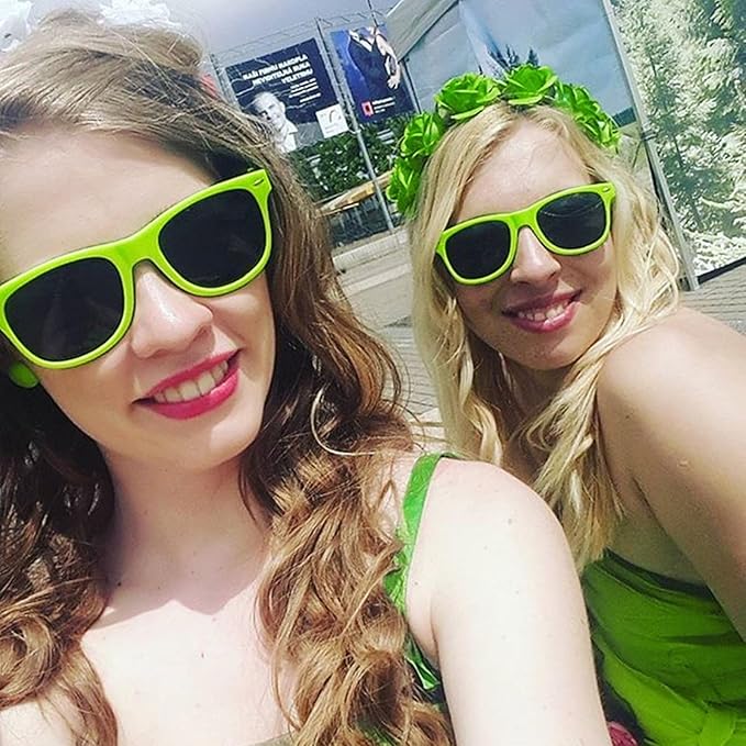 12 Pack Neon Colors Sunglasses Classic Retro Party Favors Sunglasses for Unisex Adult