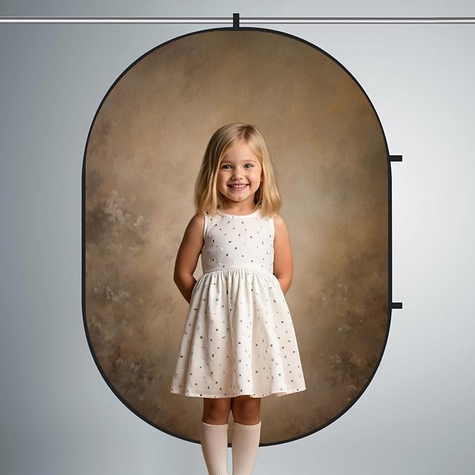 Kate Collapsible Backdrop Brown Blue Pop Up Background Portable for Headshot and Portrait Photography, Video, 5x6.5ft