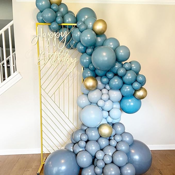 Blue Balloons 113Pcs, Dusty Balloon Arch Garland Kit Different Sizes, 5 10 12 18inch Matte Retro Slate Fog Latex Helium for Boho Birthday Wedding Baby Shower Party Decorations QQ-113