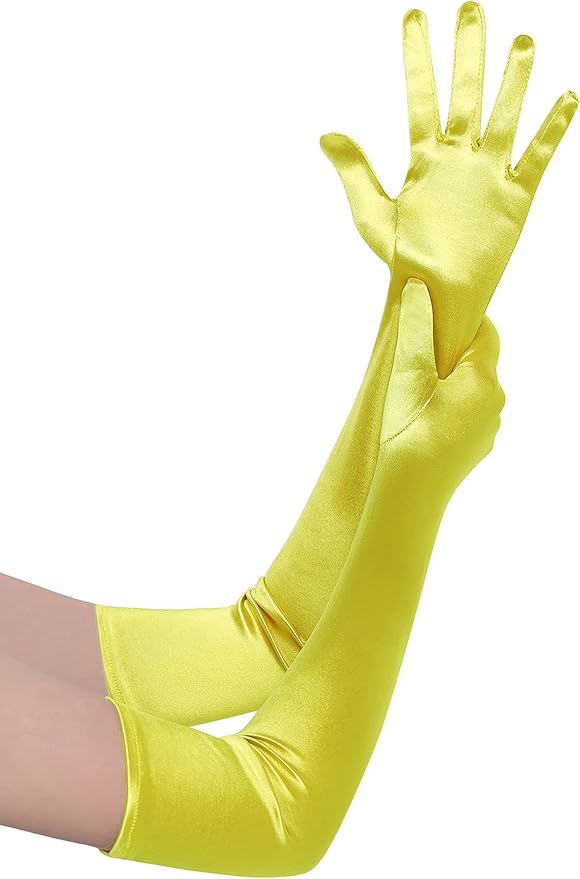 BABEYOND Long Opera Party 1920s Satin Tea Party Gloves Costume Stretchy Adult Size Elbow Length Bridal Gloves