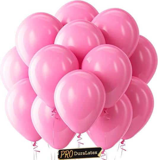 Bezente Pro Duralatex Pink Balloons - 3.2g Premium 100 Pack 12 inch Pink Balloons for Long-Lasting Professional Party Decorations, Large Birthday Wedding Gender Reveal Baby Shower