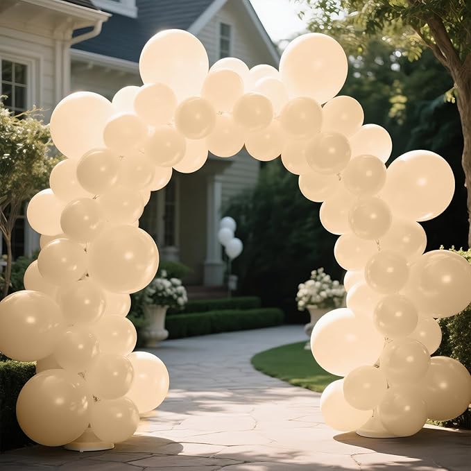KAWKALSH Sand White Balloon 12 Inch, 110pcs Latex Party Balloons Helium Bright Color for Birthday Baby Shower Wedding Party Supplies Arch Garland Decoration