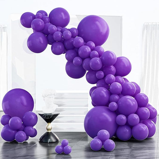 PartyWoo Dark Purple Balloons 85 pcs Different Sizes of 18 12 10 5 Inch Royal Purple Balloon Arch Kit Garland for Graduation Halloween Mardi Gras Baby Shower Birthday Party Decorations Purple-Y16
