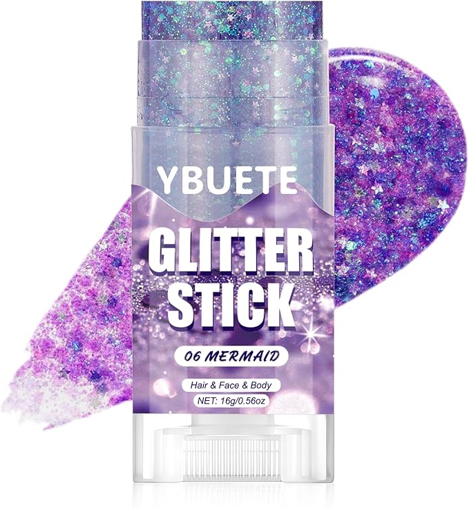 Mermaid Face and Body Glitter Stick for Sparkling Makeup, Hair Glitter Accessories for Women, Highlighting Stick for Fairy Dust Makeup, Cheerful Face Glitter for Festive Parties and Carnivals