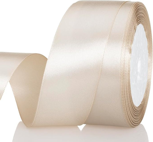 ATRBB 25 Yards 1-1/2 inch Wide Satin Ribbon Perfect for Wedding, Handmade Bows and Gift Wrapping(Natural Linen)
