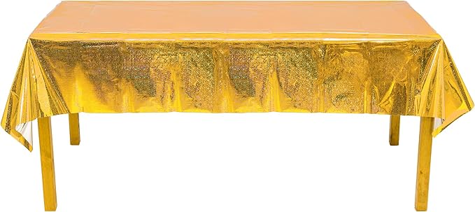 GREATRIL Gold Party Table Covers Disposable Tablecloth for Birthdays Party/2026 NYE/Graduations/Ceremony Decorations Rectangle Tablecover 54'' x 108'' - 2 Packs