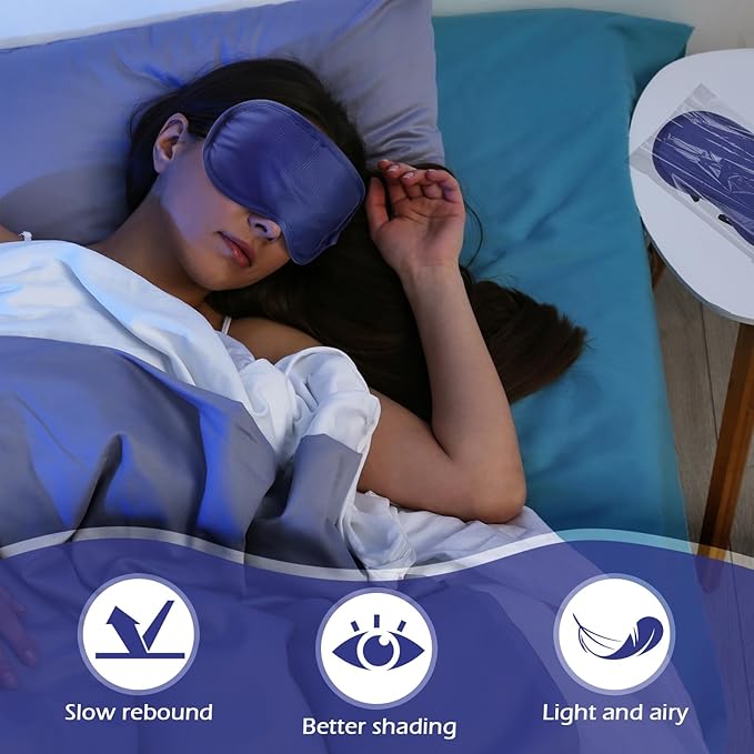 Tarpop 200 Pcs Eye Mask Sleeping Blindfold Eye Cover with Adjustable Strap for Games Party Team Building Travel Individually Wrapped Sleep Mask for Women Men(Blue)