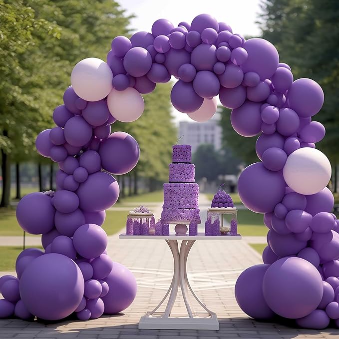 130PCS Purple Balloons, Latex Balloons Different Sizes 18/12/10/5 Inch, Helium Balloons with Ribbon, Party Balloon Set for Birthday Wedding Graduation Anniversary Baby Shower Decorations.