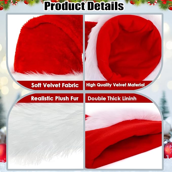 Ulico Custom Christmas Hat, Personalized Santa Hat Embroidered with Name for Kids Adults，Xmas Holiday Christmas New Year