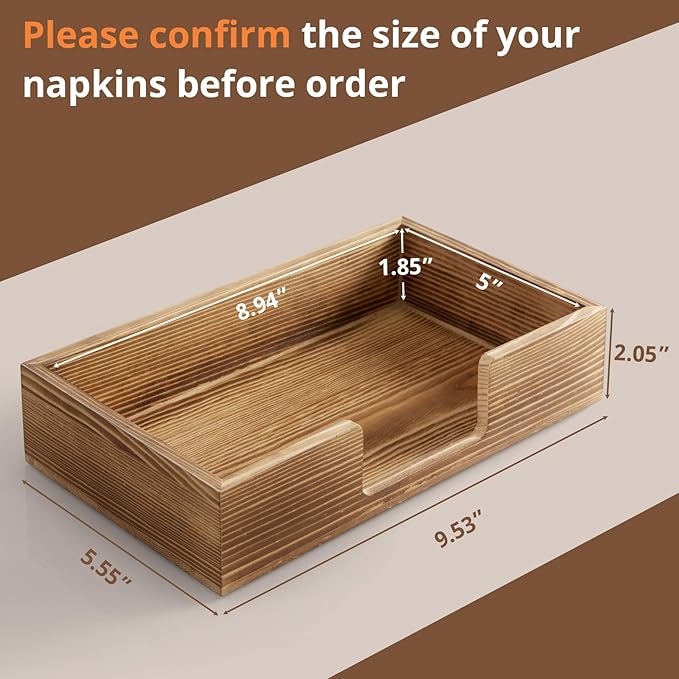 Guest Towel Holder Tray for Bathroom, Burnt Wood Napkin Holder for Bathroom, Disposable Paper Hand Towel Holder for Bathroom Accessories, Dinner Napkin Holder for Kitchen Table Party