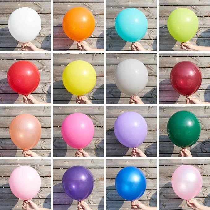 PartyWoo Assorted Colors Rainbow Balloons 50 pcs 12 Inch Multicolor Colorful Latex Helium Balloon for Graduation Baby Shower Unicorn Fiesta Flower Spring Rainbow Theme Birthday Party Decorations