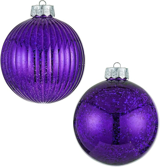 Large Christmas Ball Ornaments, Oversized Shatterproof Plastic Decorative Hanging Mercury Ornaments Ball for Xmas Holiday Party Decorations (Purple, 6.0")