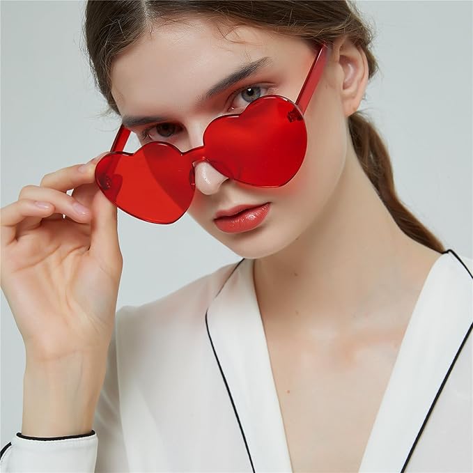 30 Pairs Heart Shaped Sunglasses, Valentine's Day Sunglasses, Candy Color Frameless Heart Glasses, Frameless Hearts Glasses Bulk for Party Favor Valentines Day