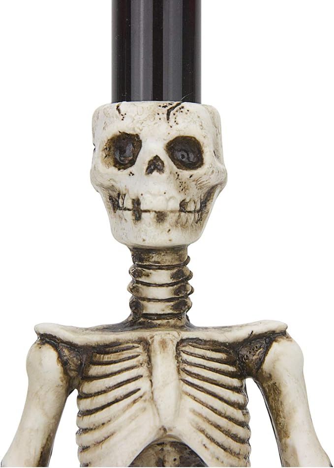 Evelyne GMT-10319 Triple LED Halloween Candles Flameless and Skeleton Candle Holder Stand for Skull Halloween Decoration and Haunted House Decor