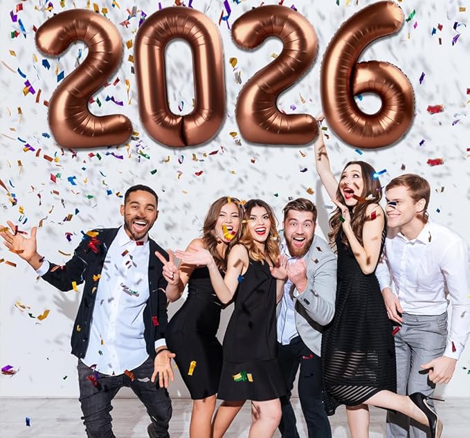 2026 Balloon - Coffee Brown Birthday Number Balloons, 40 Inch Large Foil Balloons for Men Women Boys Girls Coffee Brown Themed Birthday Decorations，Number 2026 Balloon