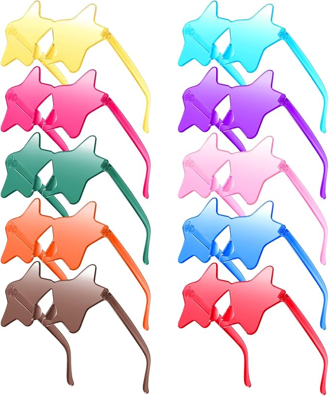 Morcheiong 10/20/30/40 Pack Star Sunglasses Colorful Rimless Sunglasses, Cool Pool Wedding Party Favor Pentagram Glasses