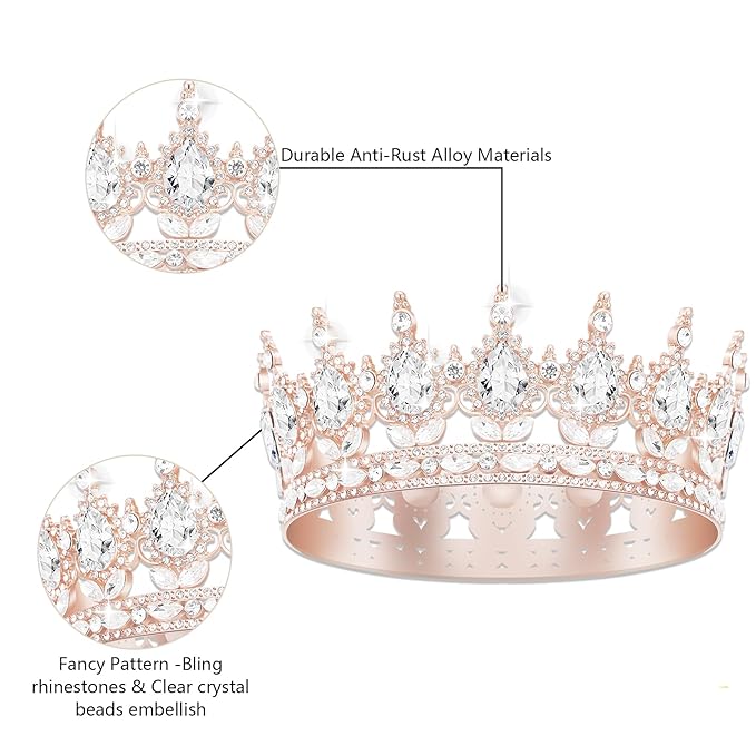 Queen Crown Birthday Set for Women - Tiara, Sash, Princess Rhinestone Headband - Sweet Happy Accessories