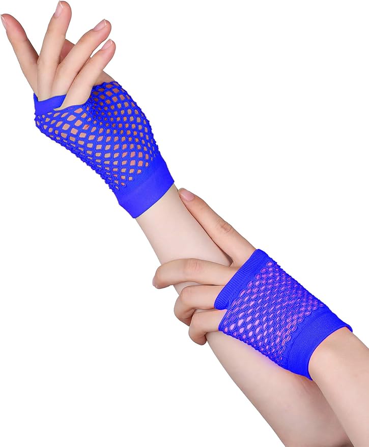 Blulu 80s Costume Accessories for Women Lace Headband Earrings Fishnet Gloves Necklace Bracelet for 80s Retro Party