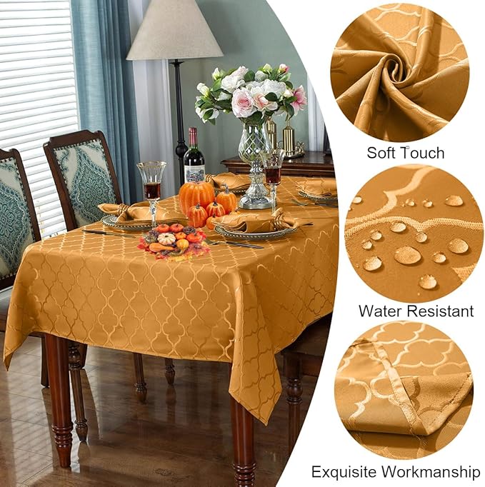 SASTYBALE Fall Jacquard Napkins 20x20 Inch - Flower Pattern Amber Polyester, Spill Proof Wrinkle Resistant, Tabletop Decor for Thanksgiving Turkey Dinner, Fall Kitchen Dining & Holiday Parties