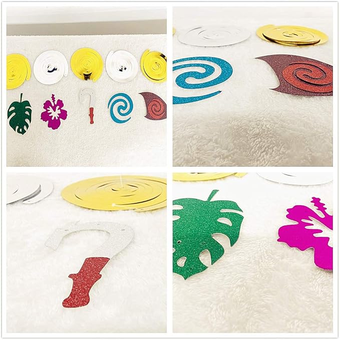JeVenis Glittery Moana Birthday Decoration Moana Party Supplies Moana Party Hanging Swirl Decoration Hawaiian Birthday Decoration