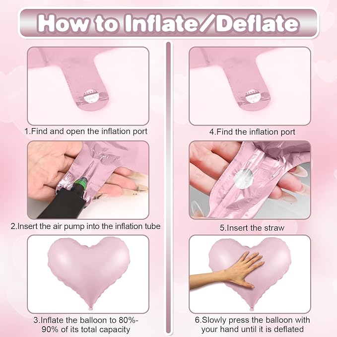 Pink Heart Balloons,24Inch Large Baby Pink Heart Foil Balloons for Valentine's Day Birthday Wedding Baby Shower Anniversary Party Decorations
