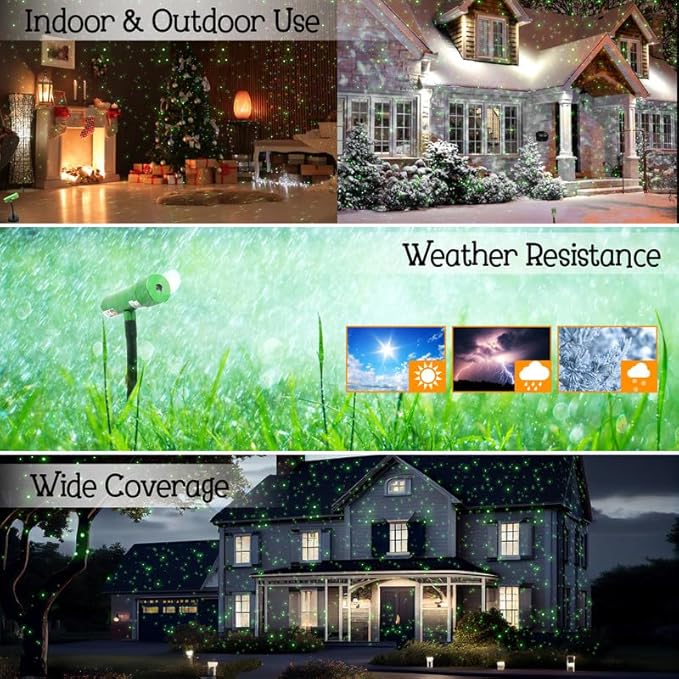 Commercial Green Laser Projector Light for Holidays - Christmas Laser Lights Outdoor Projector - Garden & Landscape Spotlights - Tree Lighting Outdoor Color Light Projector