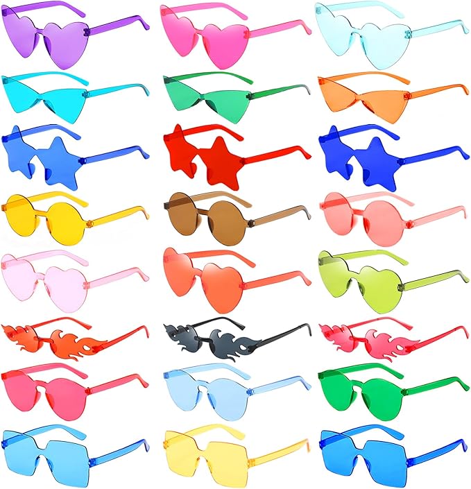 8/16/24 Mixed Style Rimless Sunglasses Colored Party Glasses Rimless Bachelor Photoshoot Costume Accessories