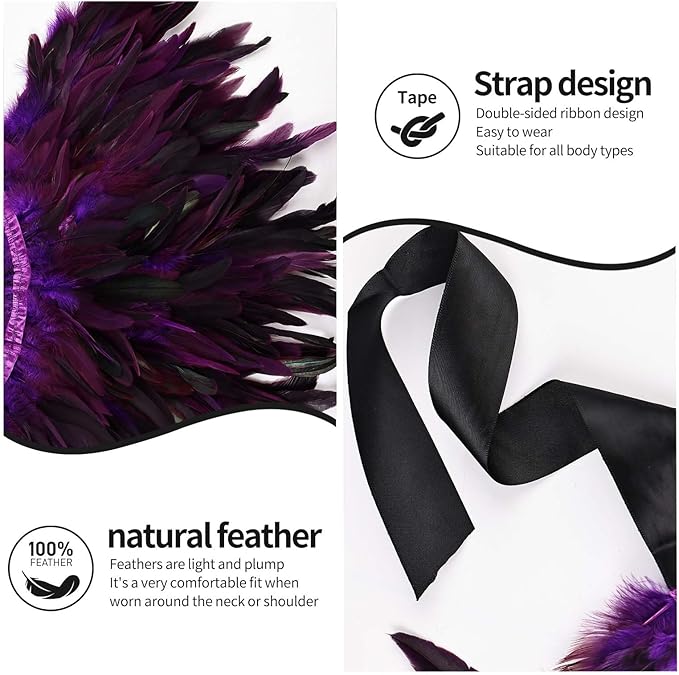 Gothic Natural Feather Shrug Feather Shawl Wrap Cape Victorian Collar for Halloween Cosplay Party Costume Accessories