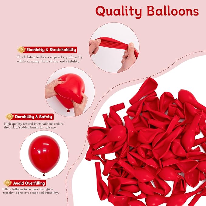 Red Balloons 60 PCS 12 Inch Latex Balloon for Balloon Garland or Balloon Arch as Birthday Party Baby Shower Wedding Christmas Valentine's Day Anniversary Party Decoration