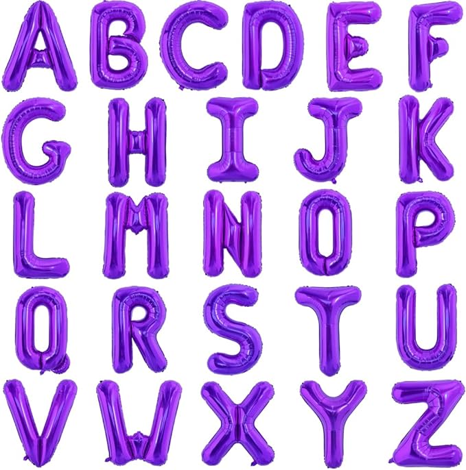 TONIFUL 52 Pieces 16 Inch Purple Letter A-Z Balloons,Custom Phrase Mylar Foil Alphabet Letter DIY Personalized Phrase Banner for Birthday Anniversary Celebration Graduation Party Supplies Decoration