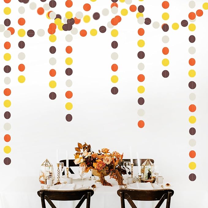 Brown-Orange Yellow Party-Decorations Baby-Shower Garland - 52Ft Fall Autumn Harvest Thanksgiving Friendsgiving Paper Streamers Banner,Birthday Bridal Wedding Bachelorette Hanging Decor Ouruola