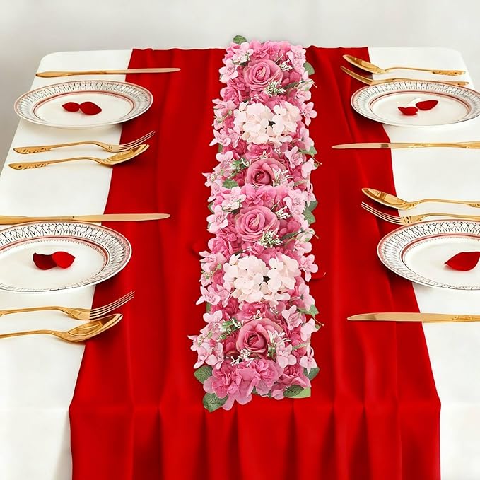 6 Pack Artificial Peony Garland,Wedding Arch Artificial Flower Panels,Flowers Wall Backdrop Panel for Wedding Dining Table Christmas Home Party Decor (Pink &Purple)